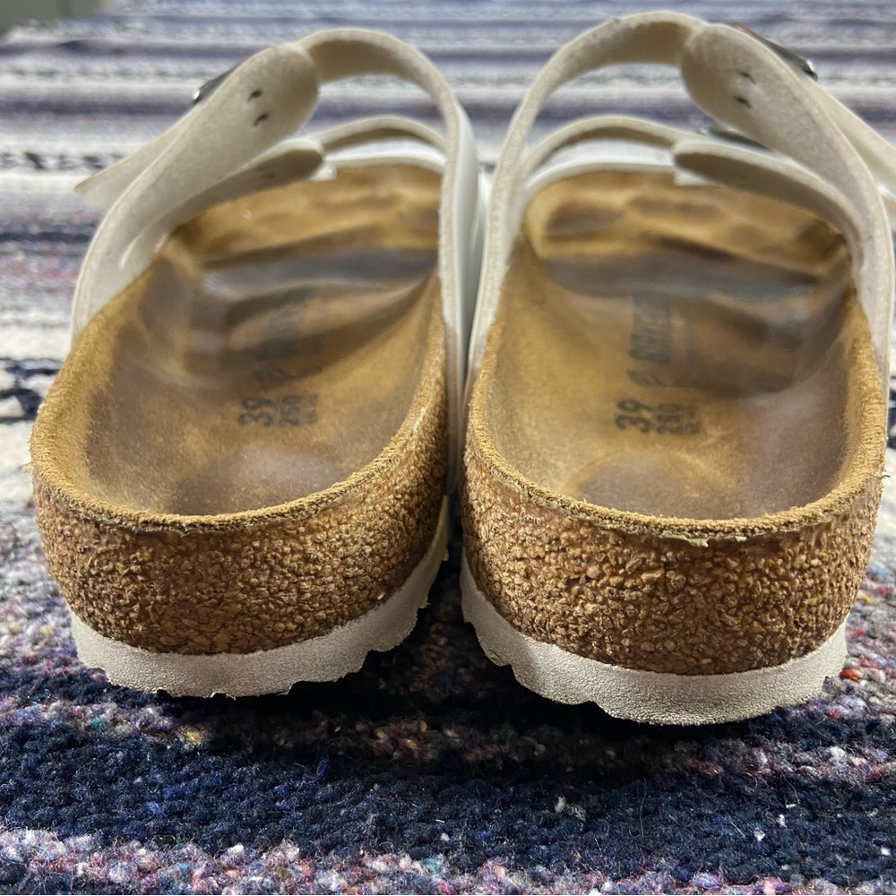 Birkenstock Womens White Florida Birko-Flor Sandals Buckles Size 39/8 Leather - Picture 8 of 12